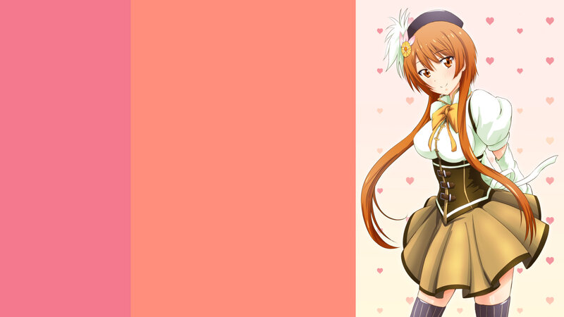 Anime Girl with Long Hair — Pink, Playful, Heart Pattern, Corset