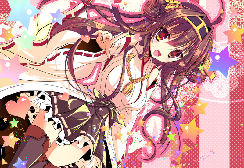 Anime Girl with Long Hair — Pink, Playful, Stars