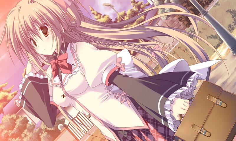 Anime Girl with Long Hair — Pink, Serene, Sunset