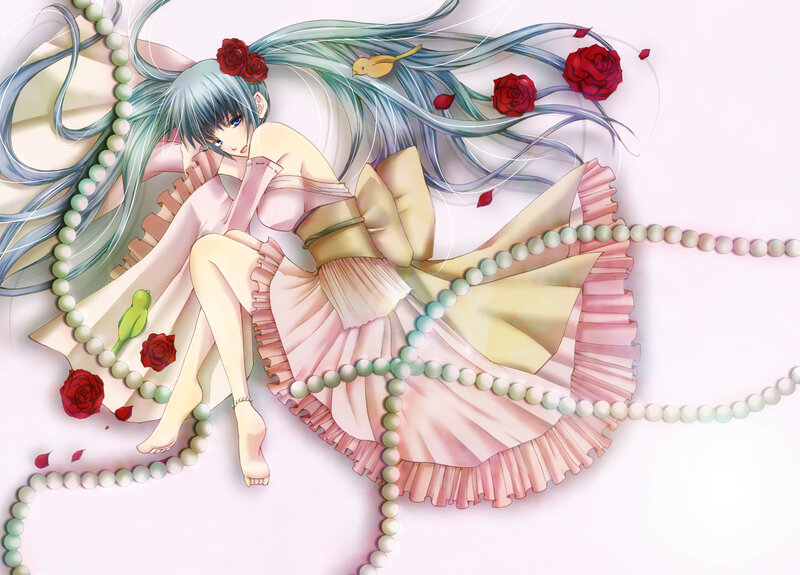 Anime Girl with Long Hair — Pink, Serene