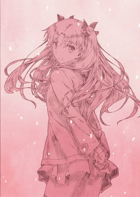 Anime Girl with Long Hair — Pink, Serene, Winter