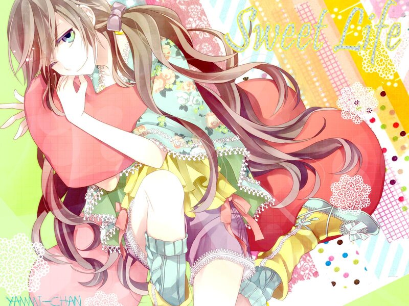 Anime Girl with Long Hair — Pink, Sweet