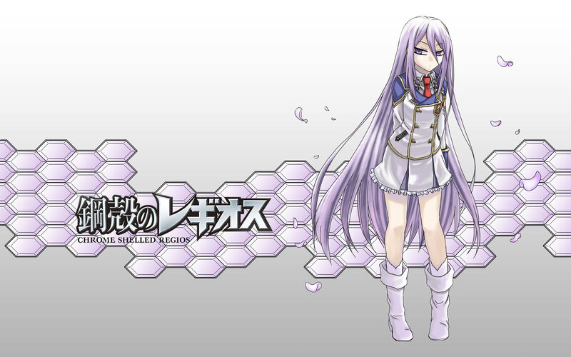 Anime Girl with Long Hair — Purple, Calm, Hexagonal Pattern