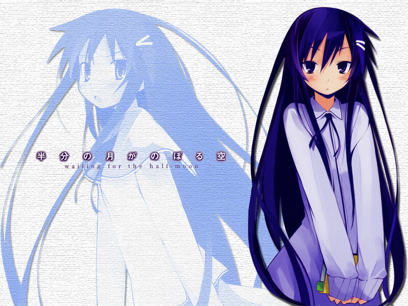 Anime Girl with Long Hair — Purple, Calm, School Uniform