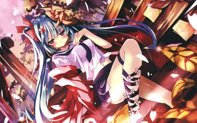 Anime Girl with Long Hair — Purple, Dramatic, Autumn