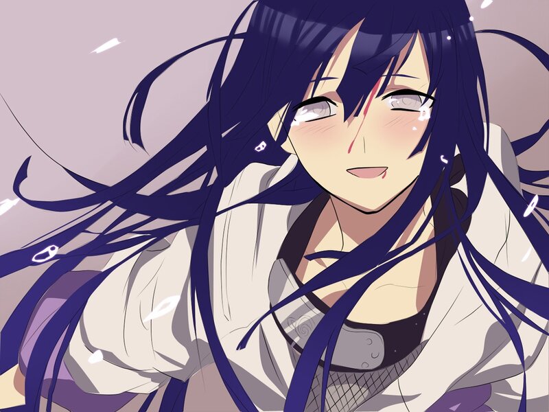 Anime Girl with Long Hair — Purple, Dramatic, Blood