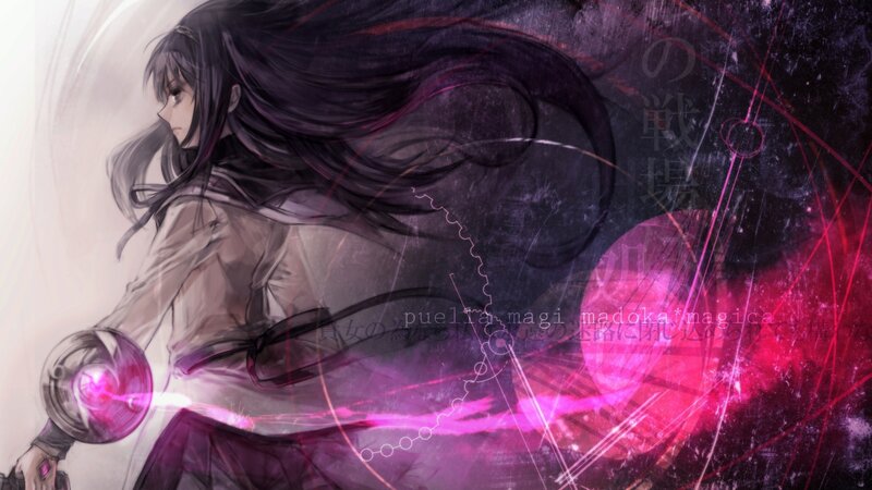 Anime Girl with Long Hair — Purple, Dramatic, Digital Art, Magic Circle