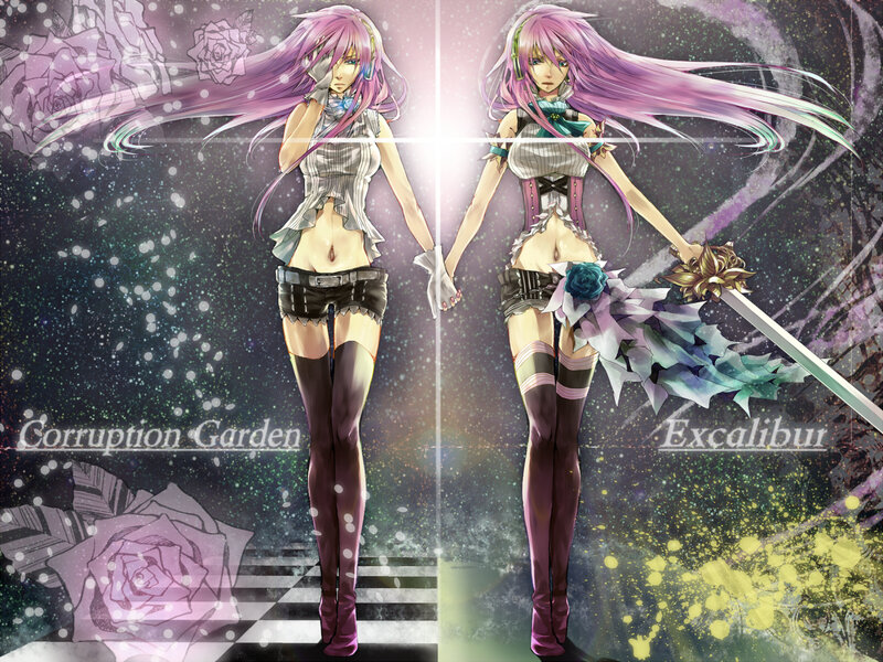 Anime Girl with Long Hair — Purple, Dramatic, Digital Art, Sword