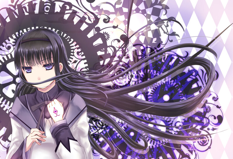 Anime Girl with Long Hair — Purple, Dramatic, Gears