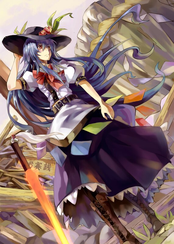 Anime Girl with Long Hair — Purple, Dramatic, Manga, Hat