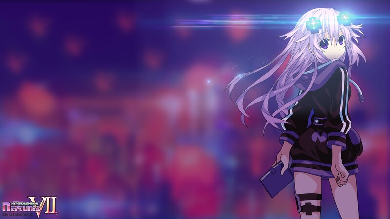 Anime Girl with Long Hair — Purple, Dramatic, Night, Digital Art, Long White Hair, Purple Eyes