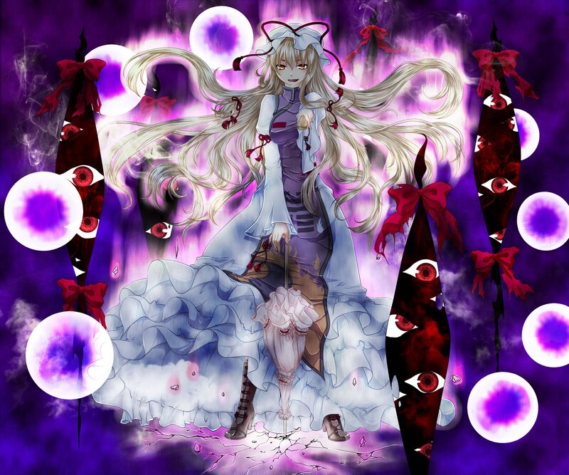 Anime Girl with Long Hair — Purple, Dramatic, Night, Digital Art, Umbrella