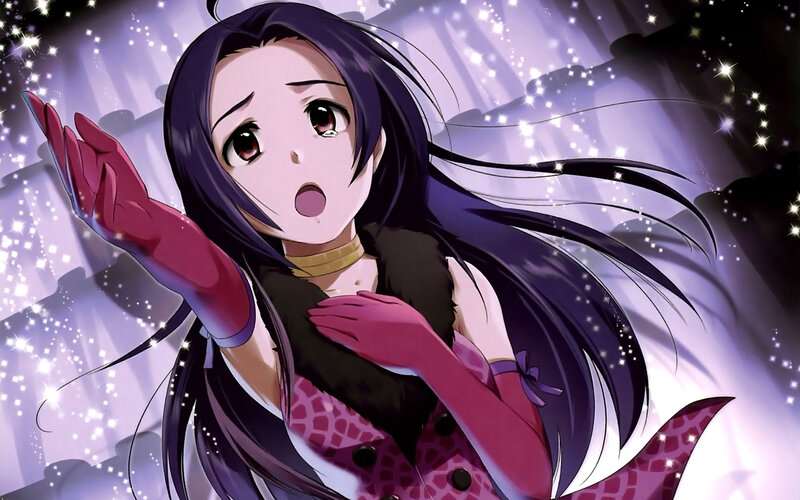 Anime Girl with Long Hair — Purple, Dramatic, Night, Sparkles