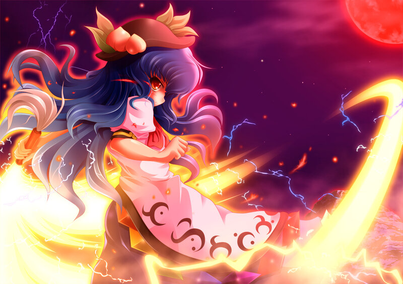 Anime Girl with Long Hair — Purple, Dramatic, Night