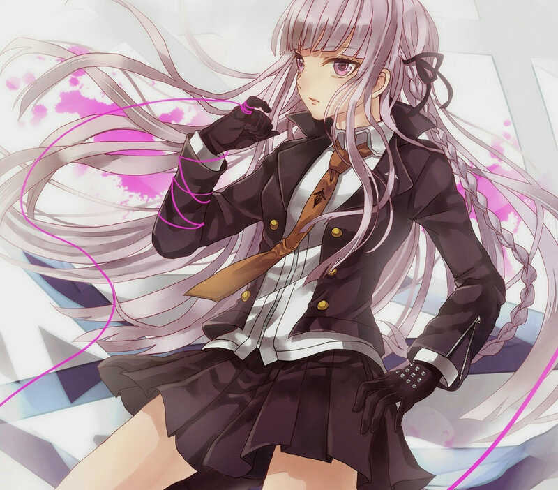 Anime Girl with Long Hair — Purple, Dramatic, School Uniform