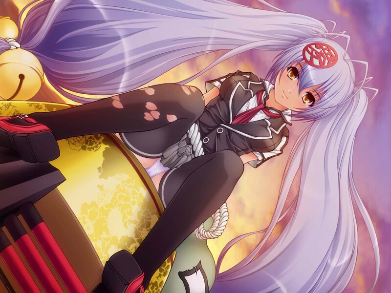 Anime Girl with Long Hair — Purple, Dramatic, Sunset, Bell