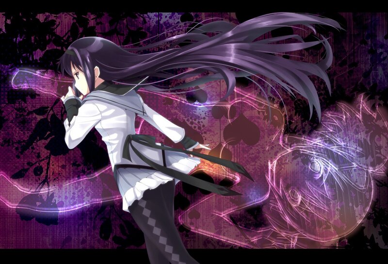 Anime Girl with Long Hair — Purple, Dramatic, Sword, Energy Effects
