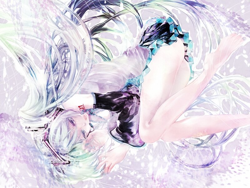 Anime Girl with Long Hair — Purple, Dreamy, Digital Art, Long Hair, Skirt, Glasses