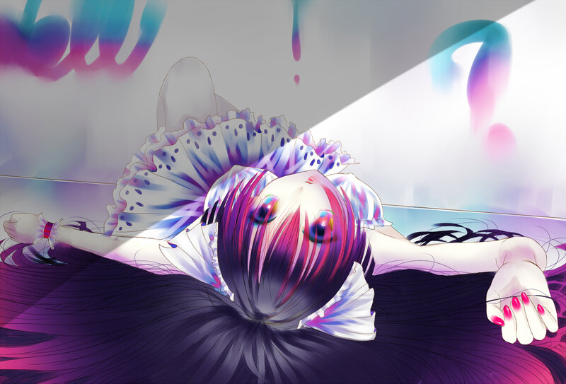Anime Girl with Long Hair — Purple, Dreamy, Digital Art, Long Hair