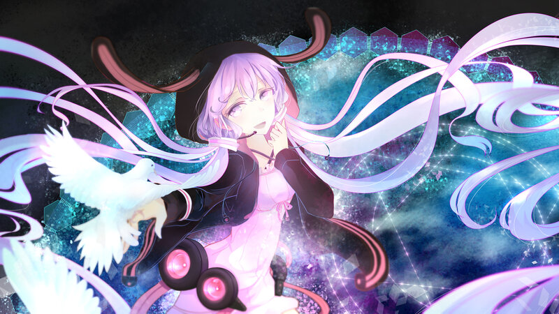 Anime Girl with Long Hair — Purple, Dreamy, Night, Digital Art, Dove