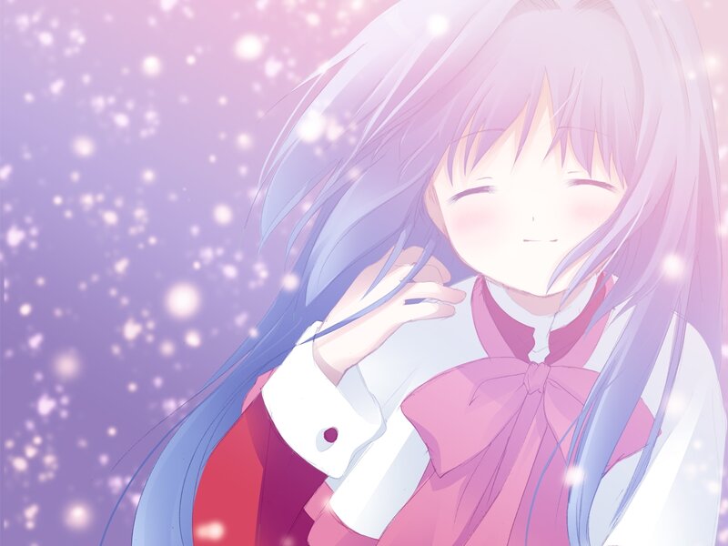 Anime Girl with Long Hair — Purple, Dreamy, School Uniform