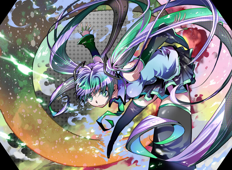 Anime Girl with Long Hair — Purple, Dynamic, Digital Art, Long Hair, Skirt