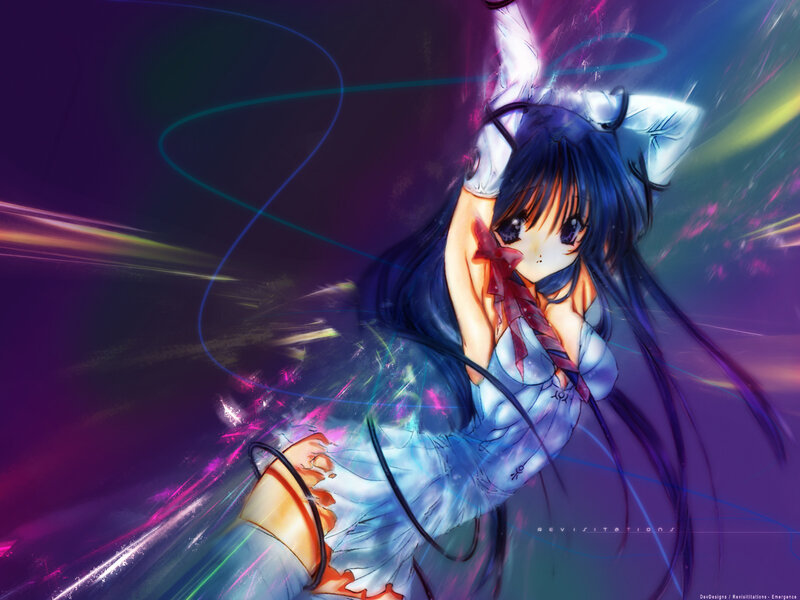 Anime Girl with Long Hair — Purple, Dynamic, Digital Art