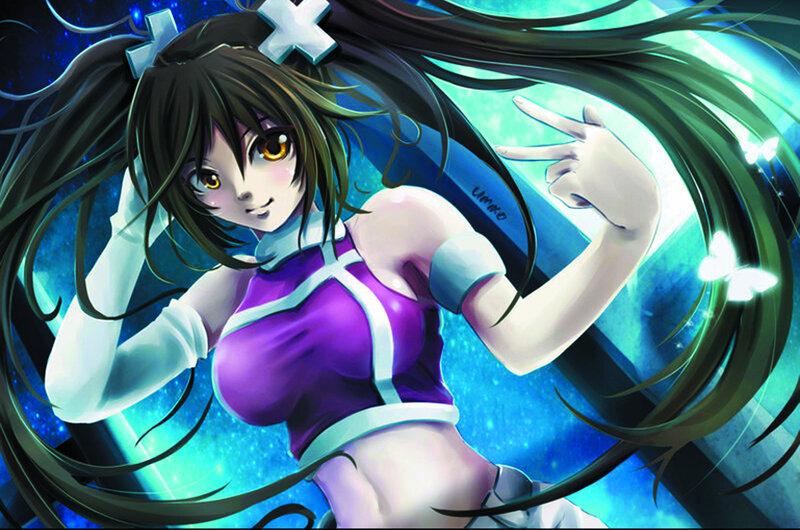 Anime Girl with Long Hair — Purple, Energetic