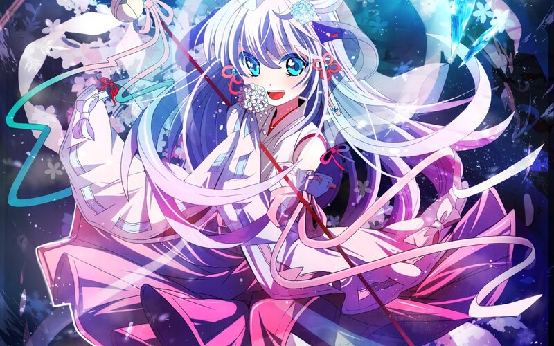 Anime Girl with Long Hair — Purple, Magical, Night