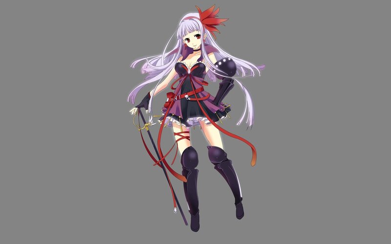 Anime Girl with Long Hair — Purple, Neutral, Sword