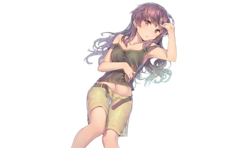 Anime Girl with Long Hair — Purple, Neutral
