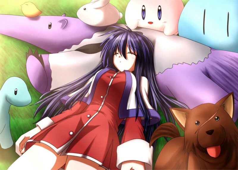 Anime Girl with Long Hair — Purple, Peaceful