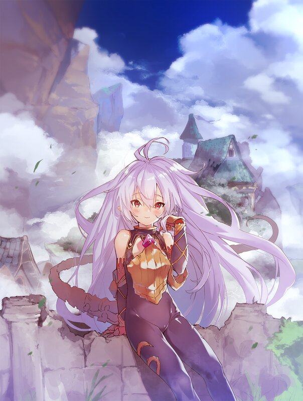Anime Girl with Long Hair — Purple, Serene, Afternoon, Digital Art