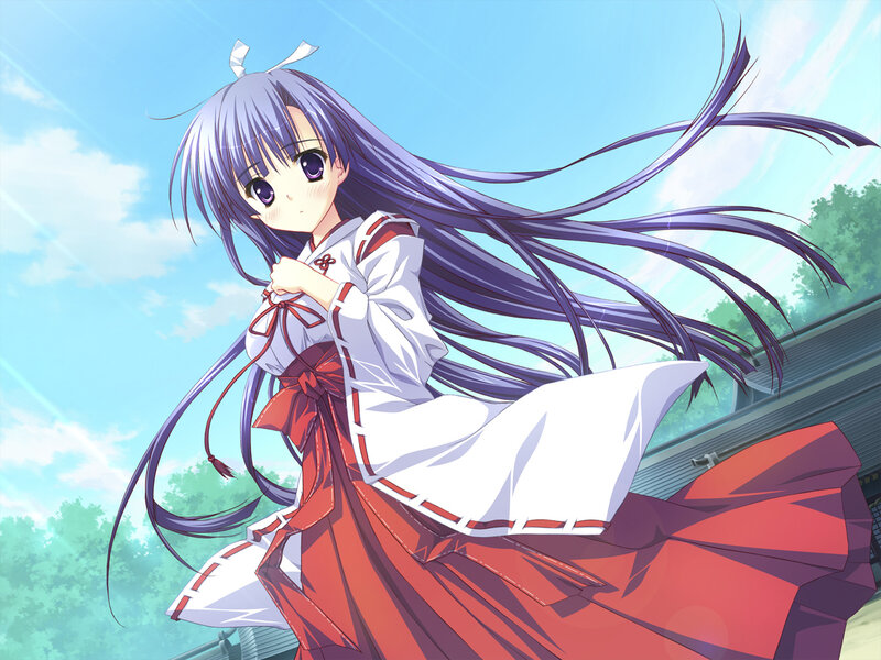 Anime Girl with Long Hair — Purple, Serene, Afternoon, Long Purple Hair