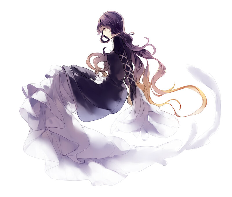 Anime Girl with Long Hair — Purple, Serene, Digital Art, Long Hair
