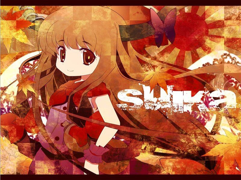 Anime Girl with Long Hair — Red, Autumnal