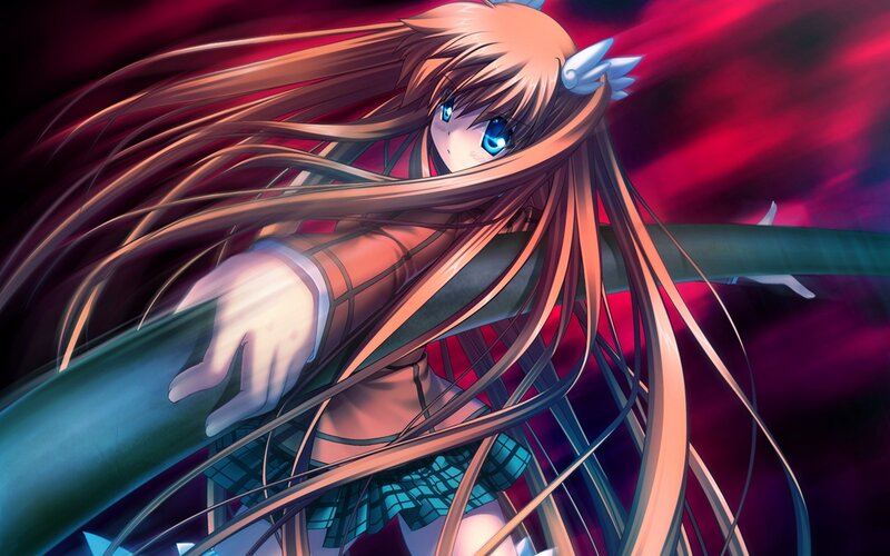Anime Girl with Long Hair — Red, Dramatic, Long Hair