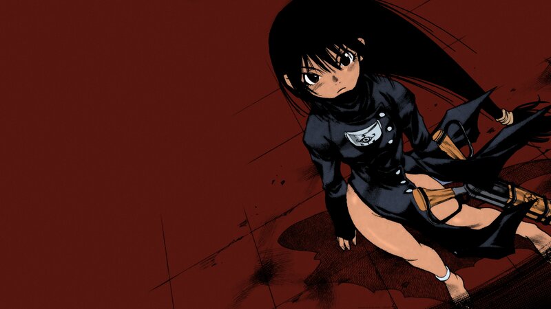 Anime Girl with Long Hair — Red, Dramatic, Manga, Blood