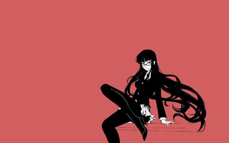 Anime Girl with Long Hair — Red, Dramatic, Manga, Glasses