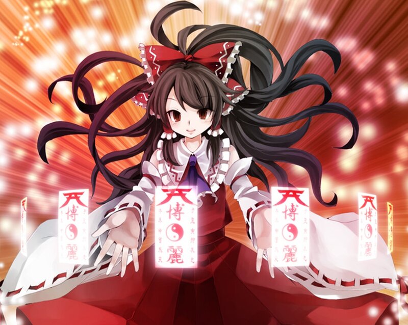 Anime Girl with Long Hair — Red, Dramatic, Red Bow