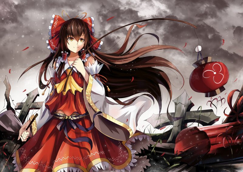 Anime Girl with Long Hair — Red, Dramatic, Red Lantern