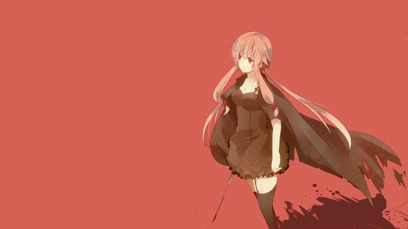 Anime Girl with Long Hair — Red, Dramatic, Sword, Cape, Red Eyes