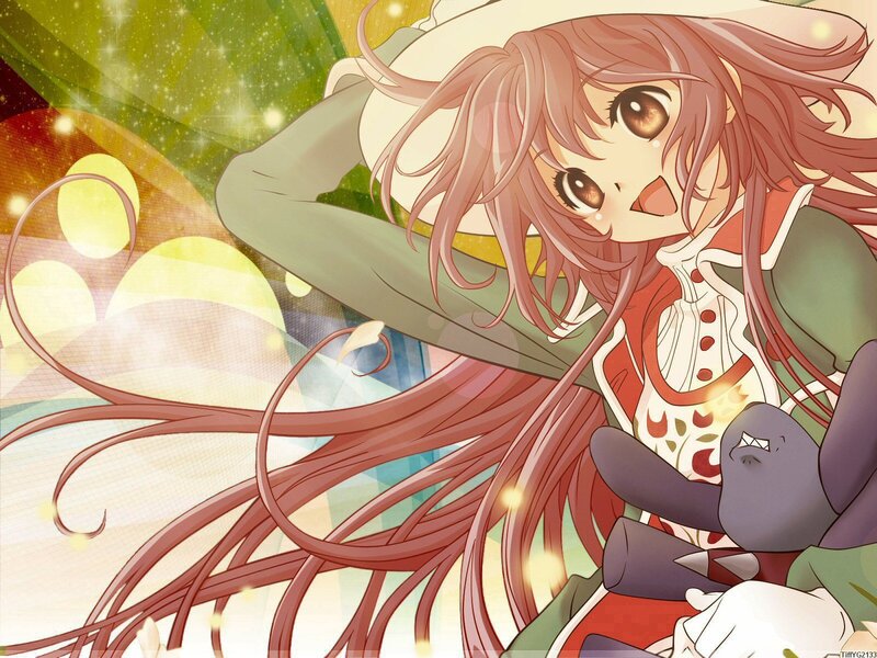 Anime Girl with Long Hair — Red, Dreamy, Doll