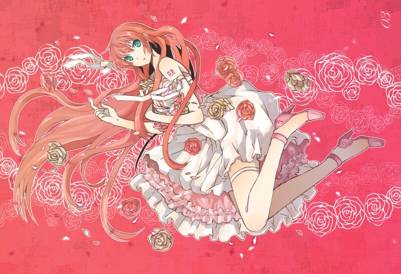 Anime Girl with Long Hair — Red, Dreamy