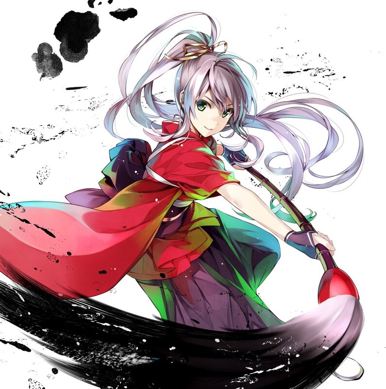 Anime Girl with Long Hair — Red, Dynamic, Digital Art