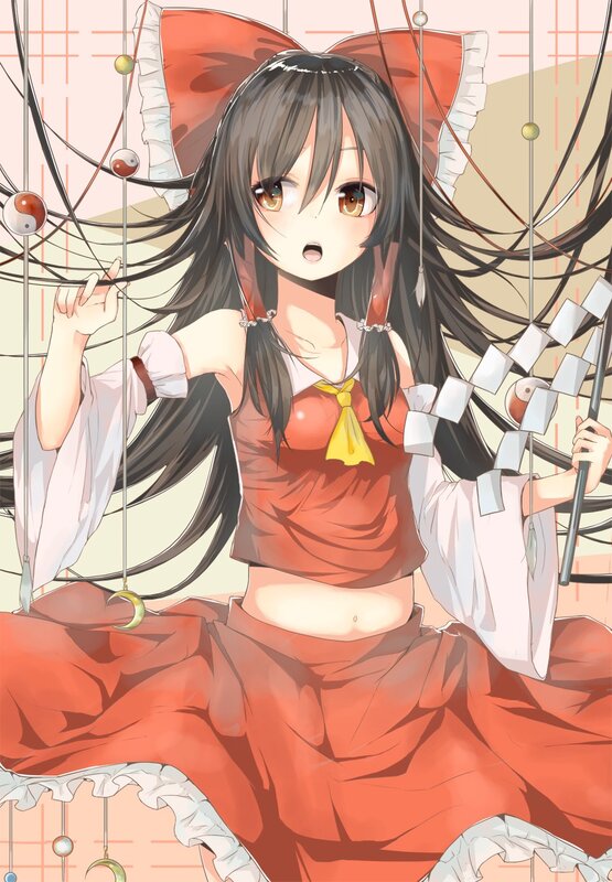 Anime Girl with Long Hair — Red, Playful, Red Bow