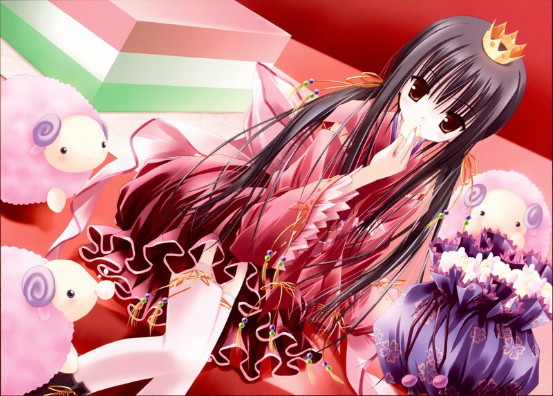 Anime Girl with Long Hair — Red, Playful