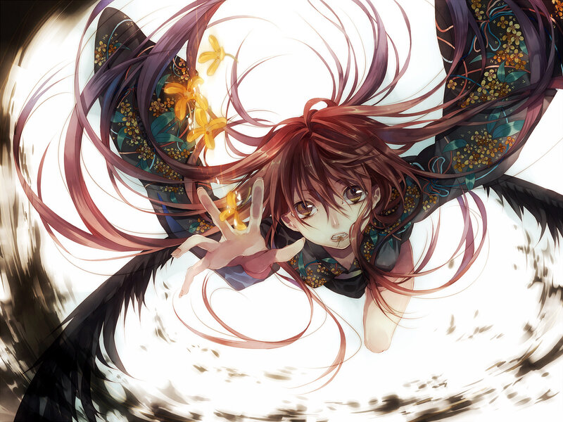 Anime Girl with Long Hair — Red