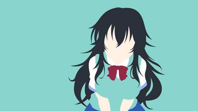 Anime Girl with Long Hair — Teal, Calm, School Uniform