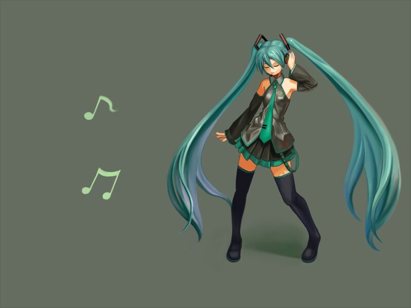Anime Girl with Long Hair — Teal, Calm